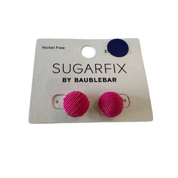BAUBLEBAR Sugarfix Pink Fabric Stud Earrings NEW never worn - Picture 3 of 4